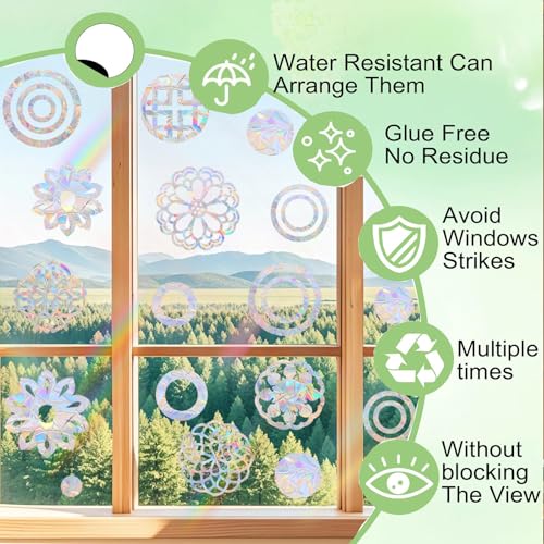 22Pcs Mandala Window Decals to Prevent Bird Strikes