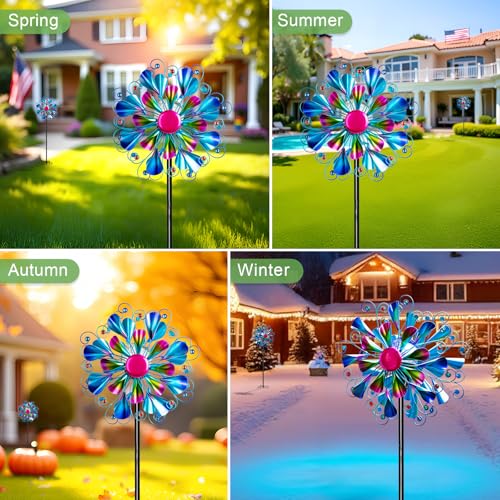 60'' Wind Spinner with Color Glass Ball Solar Lights
