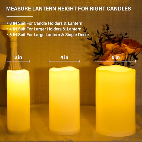Large Waterproof Flameless Candles 6" 8" 10" x 4" (3 Count)