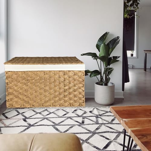 Large Wicker Storage Basket with Lid