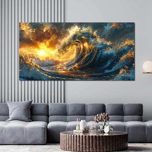 Canvas Wall Art Decor Sunshine Wave Canvas Wall Art Pictures For Living Room Decor Gold Modern Abstract Aesthetics Wall Art Decor Canvas Prints Artwork For Bedroom Office Wall Decor 20 X 40 Inch