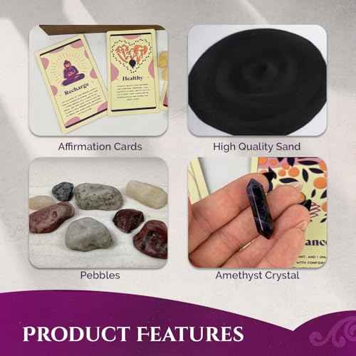 Wooden Zen Garden with Daily Affirmation Cards for Women and Men