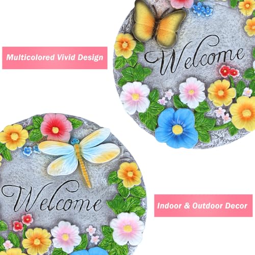 2 Pack Garden Stepping Stones Outdoor 10 Inch Round Cement Stepping Stones (2 Count)