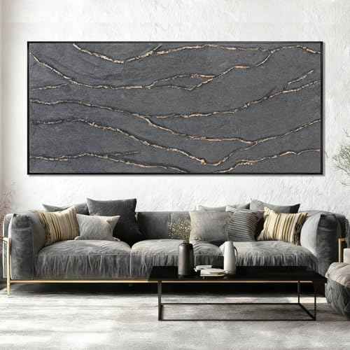 Contemporary Hand Painted Wall Art Line Wall Decor Abstract Canvas Painting 32"x70" Large Canvas Artwork for Living Room Kitchen Bedroom