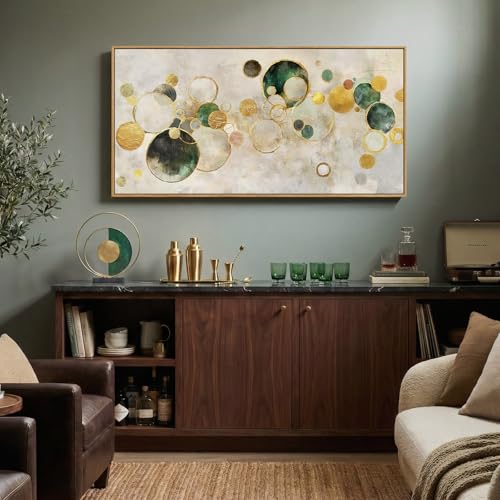 Large Framed Gold Abstract Wall Art for Living Room