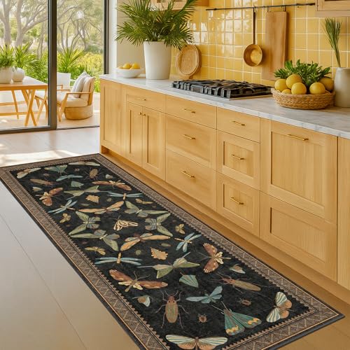 2x6 Black Entryway Runner Rugs Washable Non Slip Runners for Hallway (12 Sq Ft)