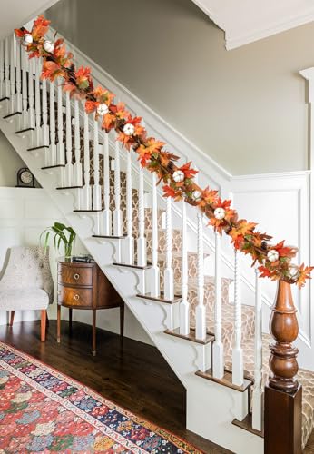 6ft Pumpkin Fall Maple Leaves Garland (6 Foot)
