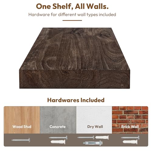 Elm Wood Floating Shelf 55x8” Set of 1