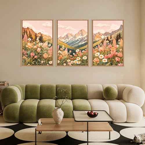 Large Abstract Colorful Mountain Framed Canvas Wall Art