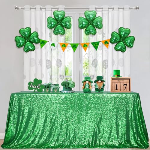 Sequin Tablecloth 90x132 Inch Green for Wedding Party