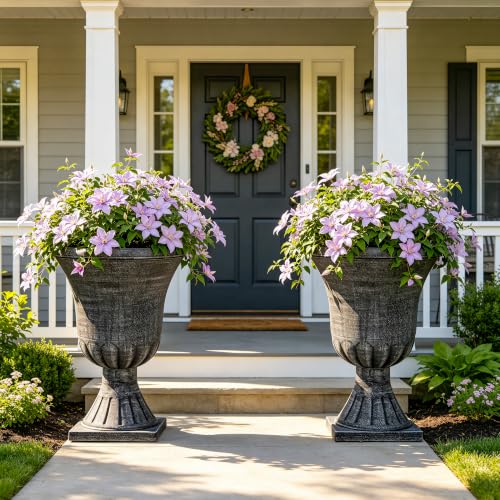 Autodaya 22" Tall Urn Planters for Outdoor Plants Set of 2 Large Flower Pot (2 Count)