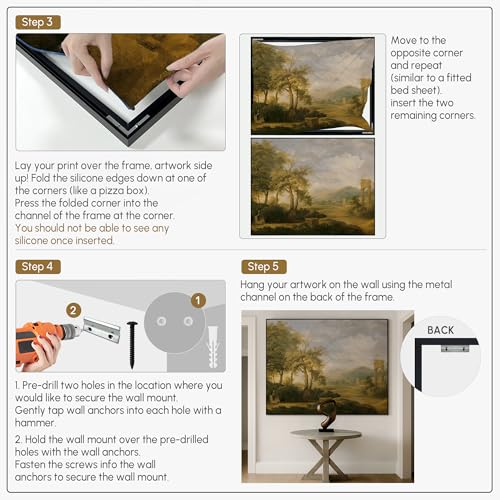 46"x60" Extra Large Framed Wall Art Serene Green Mountains Horizon Landscape Illustration for Home Living Room Bedroom Decor