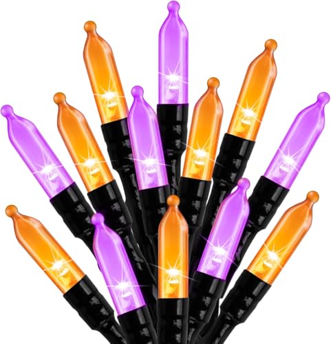 Orange and Purple Battery Operated Christmas String Lights