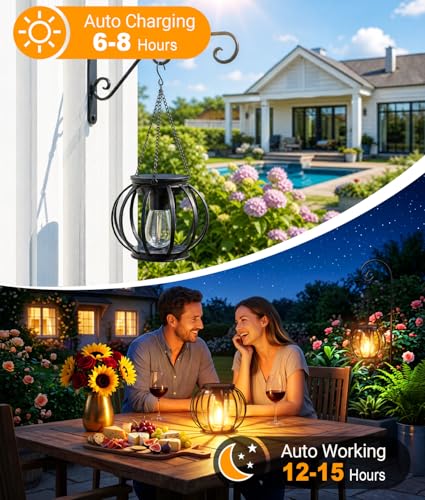 Solar Lanterns Outdoor Waterproof (2 Count)