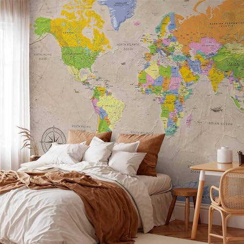 Wall Mural World Map 135x101 in (94.5 Sq Ft)