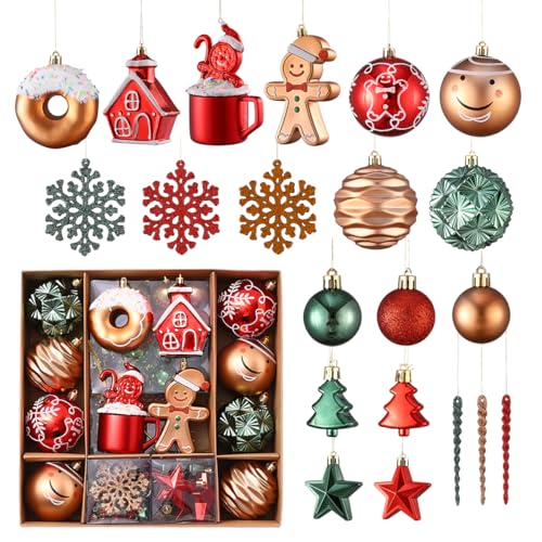Gingerbread Man Christmas Tree Ball Ornaments Set (72 Count)