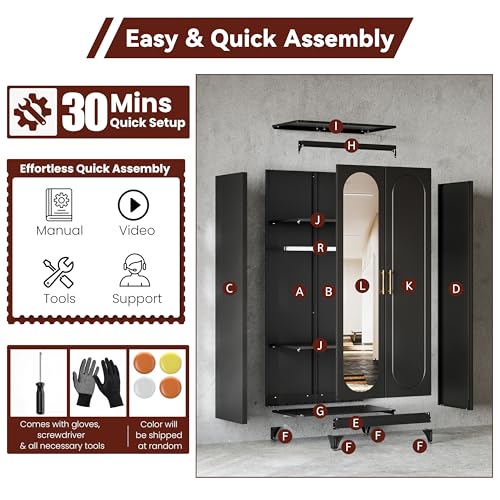 71" Tall Armoire Wardrobe Closet with Mirror