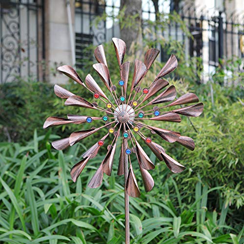 Large 79In Copper Kinetic Wind Spinner Multi