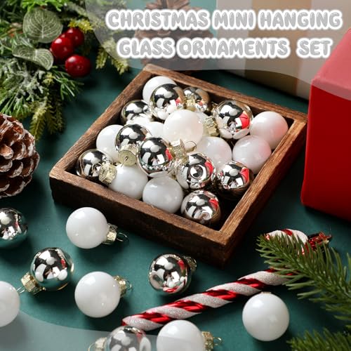 32 Pcs 1'' Mini Glass Christmas Ornament (32 Count)