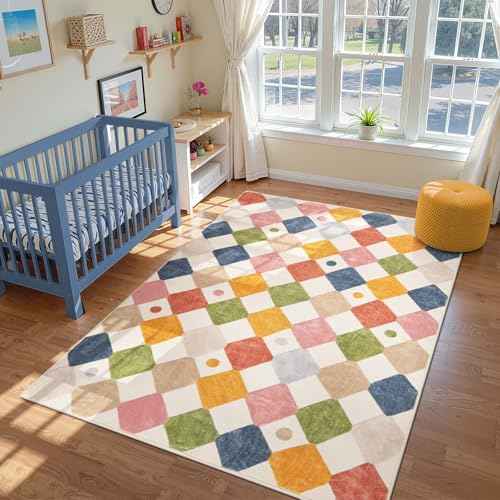 6x9 Classroom Rug Washable Kids Area Rug Colorful Playroom Mat (54 Sq Ft)