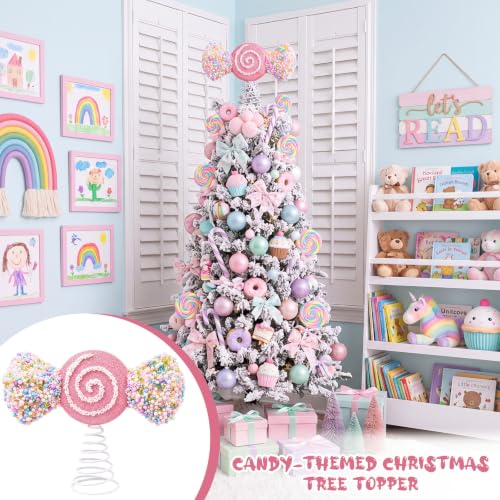 Christmas Tree Topper Decor 9.8" Pastel Candy Cane Treetop Ornament