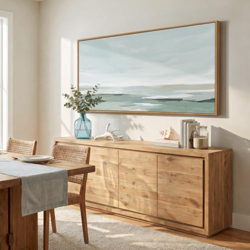 Large Framed Sage Green Abstract Wall Art for Living Room
