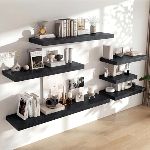48 x 12 Deep Floating Shelves Wall Mounted Set of 1 Black