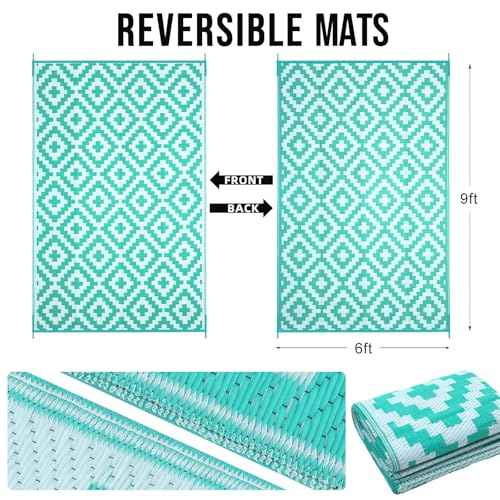 Outdoor Rug 6x9 ft Waterproof Reversible Mat