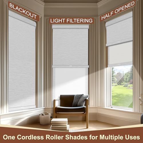Cordless Dual Roller Shades.Maze White.78 W x 80" H