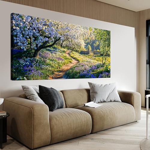 Large Modern Green Wall Art for Living Room Flower Tree Wall Art 29"X58"
