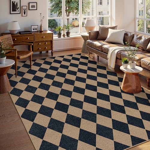 Checkered Easy Jute Living Room Rug (80 Sq Ft)