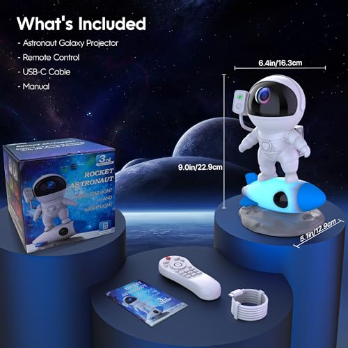 Astronaut Galaxy Projector Night Light with Rocket Lamp