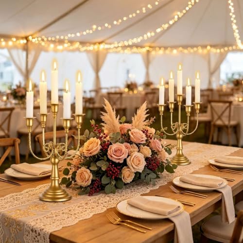 Gold Candelabra Candle Holders for Wedding Centerpieces