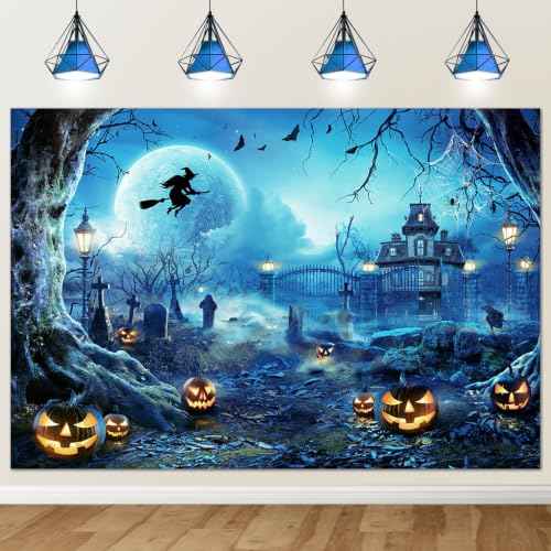 10x8ft Blue Halloween Backdrop Spooky Photography Background