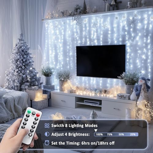 200 LED White Curtain Lights (6.5 Foot)