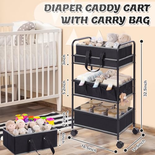 2in1 Baby Diaper Caddy Organizer Cart Bedside Rolling Cart (2 Count)