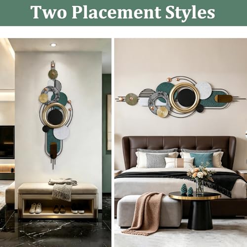 Wall Art Decor Large Metal Wall Art Modern Geometric Circular Decor 59"x21" Wall Sculptures Wall Hanging Decoration for Living Room Dinning Room Bedroom Entryway Kitchen