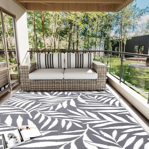 Outdoor Rug 6x9 ft Waterproof Reversible Leaf Mat