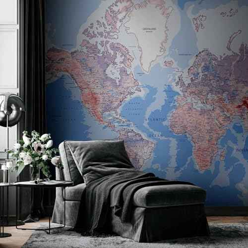 Wall Mural World Map 154x110 in (118.18 Sq Ft)