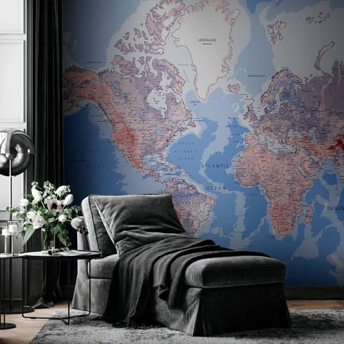 Premium Wall Mural World Map 118x83 in (6 Count)