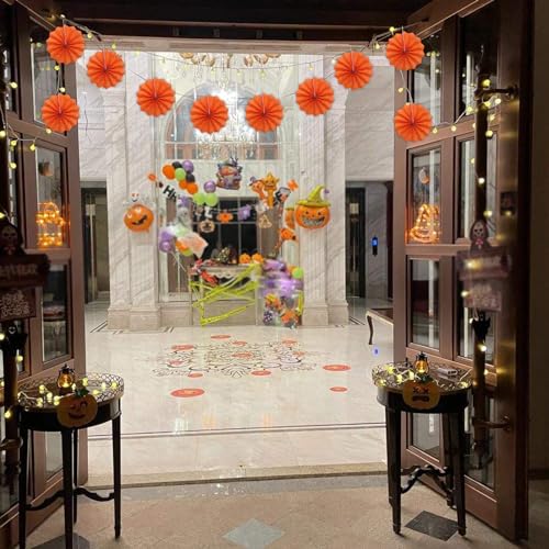 Orange Birthday Decorations DIY Orange Paper Fans Hanging Decoration 8in