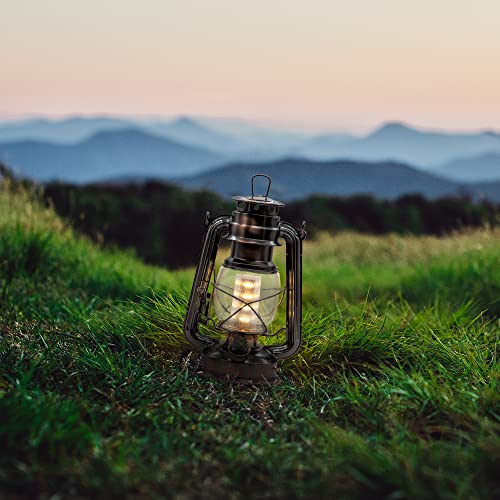 LED Vintage Lantern Metal Hanging Hurricane 12 LED Dimmer Switch Warm White Battery Operated Power Outage Indoor Camping Lighting Outdoor Brooklyn (2 Count)