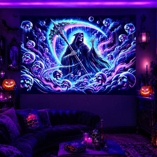 Blacklight Gothic Tapestry Neon Decor 78 x 59 Inch Uv Reactive
