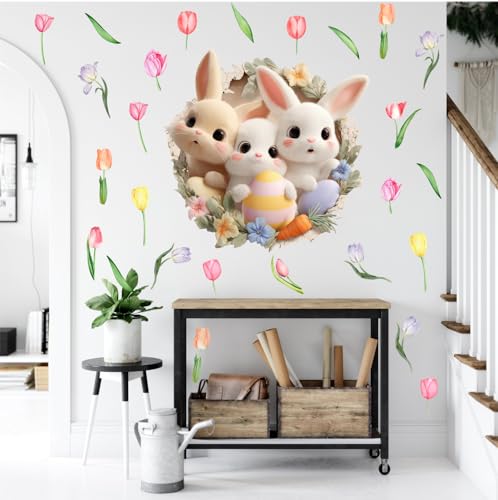 Large 3D Easter Bunny Wall Stickers (26 Count)