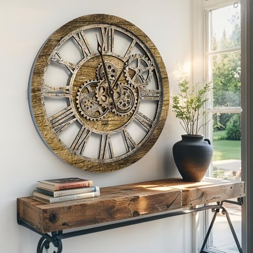 The Gears Clock The Original Real Moving Gear Wall Clock Vintage Industrial Oversized Rustic Farmhouse