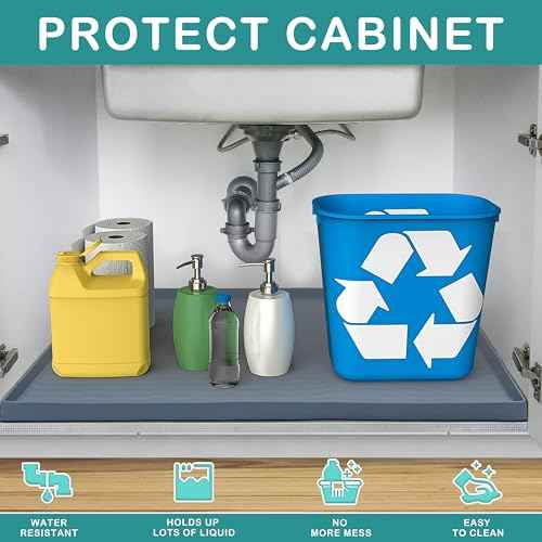 Waterproof Silicone Under Sink Mat 31'' x 22'' Shelf Liner for Kitchen and Bathroom