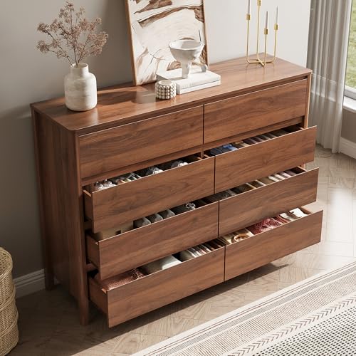 Walnut 8 Drawer Dresser for Bedroom