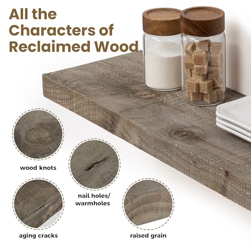 Solid Reclaimed Wood Floating Shelf 48inches Width and 8 inches Depth