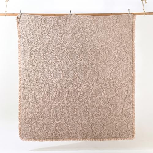 Pinkish Grey Ruffled Quilt Twin Size
