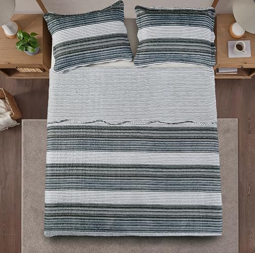 Multi Grey Stripes Patchwork Quilt Set